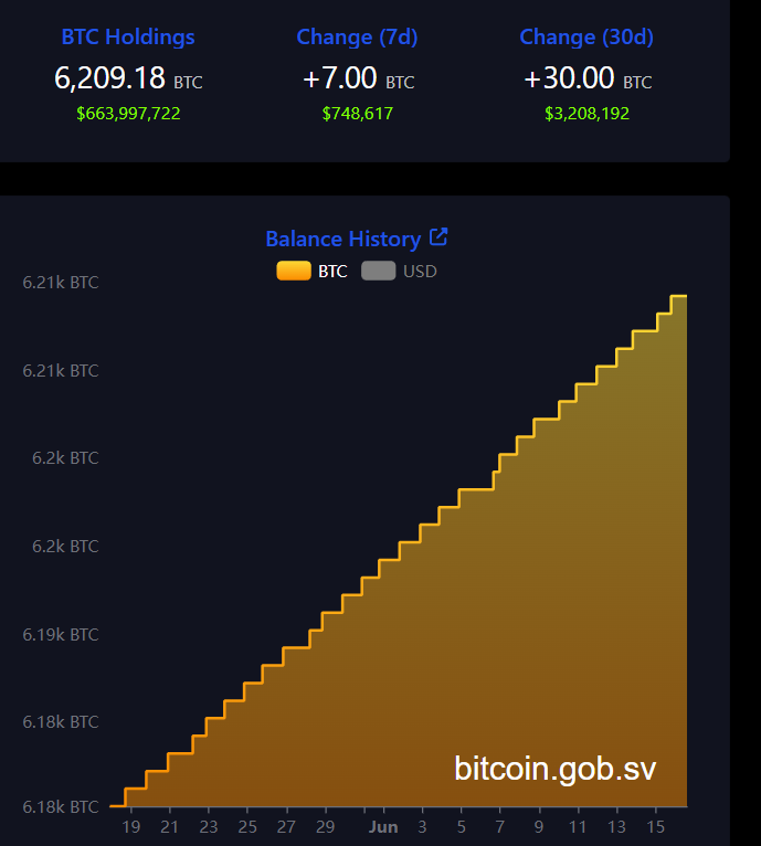 Dữ liệu nắm giữ Bitcoin của El Salvador. Nguồn: Văn phòng Bitcoin El Salvador