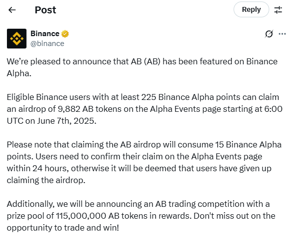 Thông báo từ Binance