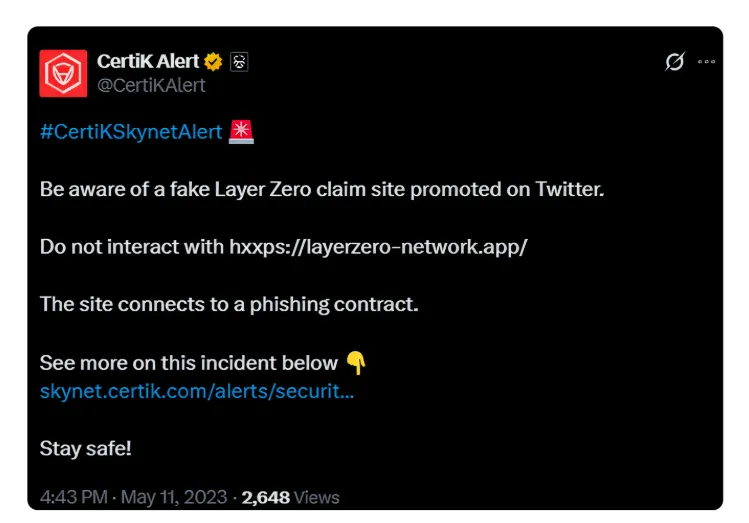 Tin tặc tạo tài khoản Twitter giả mạo LayerZero