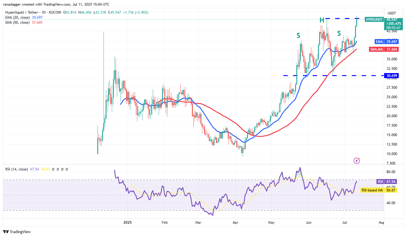 Biểu đồ hàng ngày HYPE/USDT. Nguồn: Cointelegraph/TradingView