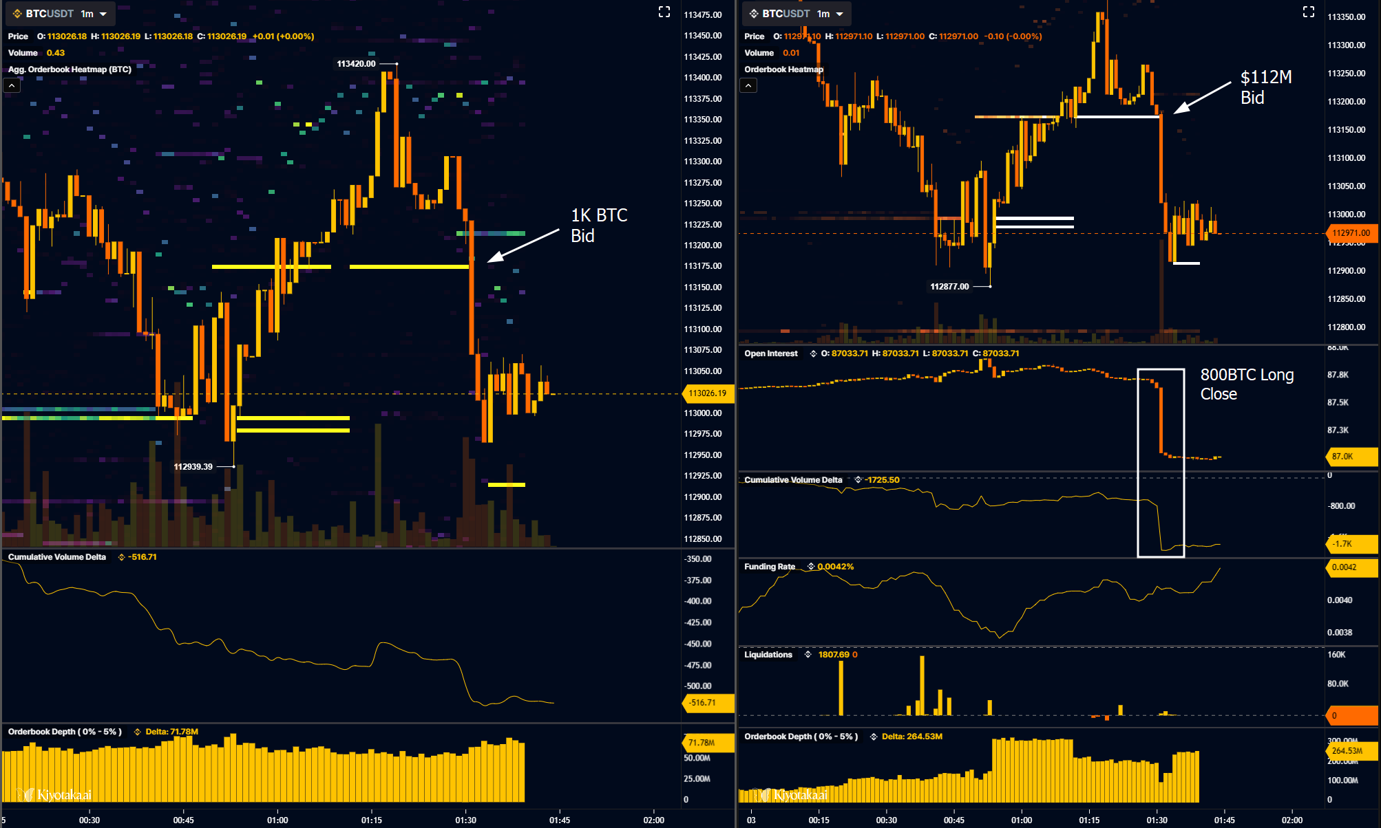Dữ liệu sổ lệnh BTC/USDT. Nguồn: Skew/X
