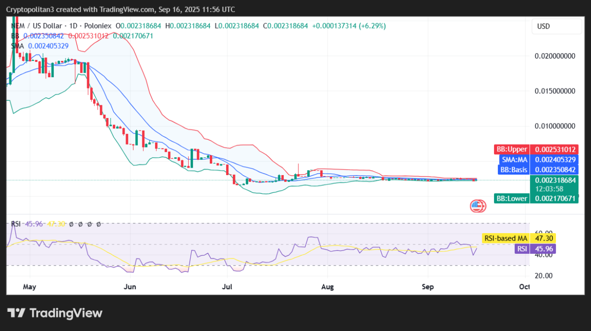 Biểu đồ giá XEM/USD 1 ngày. Nguồn: Tradingview