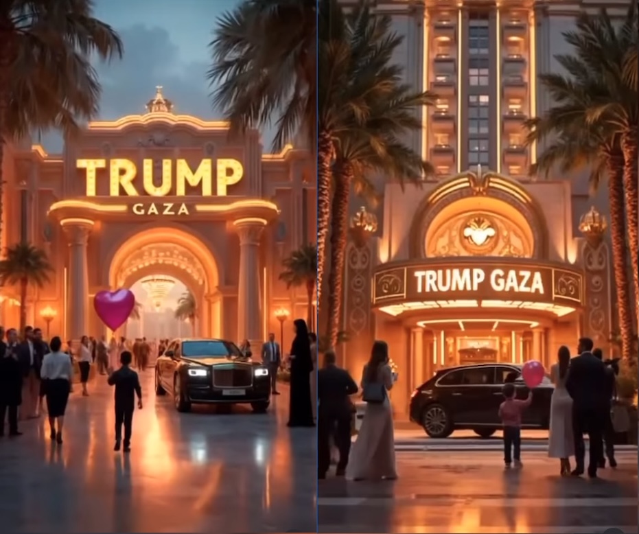 Hình ảnh tĩnh từ một video do trí tuệ nhân tạo tạo ra, được Trump chia sẻ vào tháng 2, cho thấy một khu nghỉ dưỡng Trump ở Gaza. Nguồn: Donald Trump