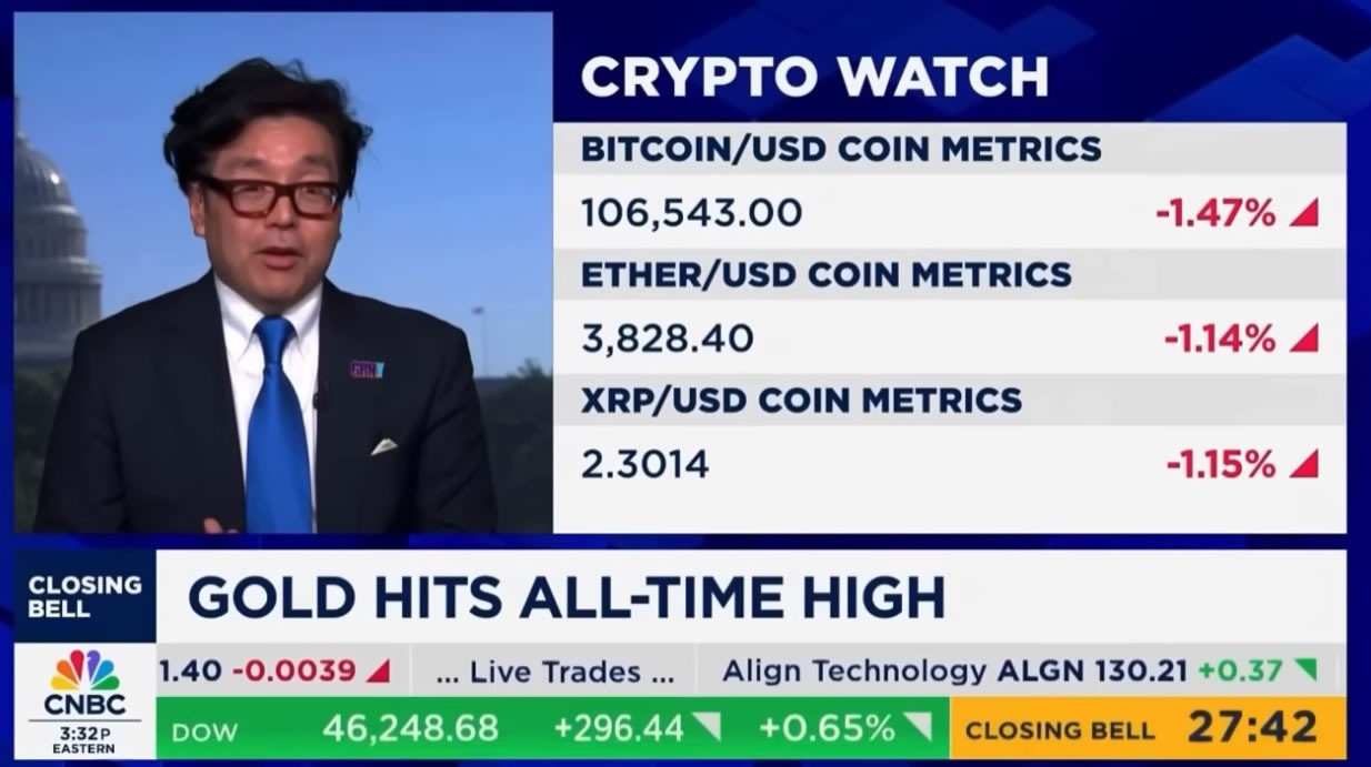 Tom Lee phát biểu trên CNBC vào thứ Sáu. Nguồn: YouTube