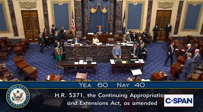 Dự luật tài trợ được chuyển đến Hạ viện. Nguồn: C-Span