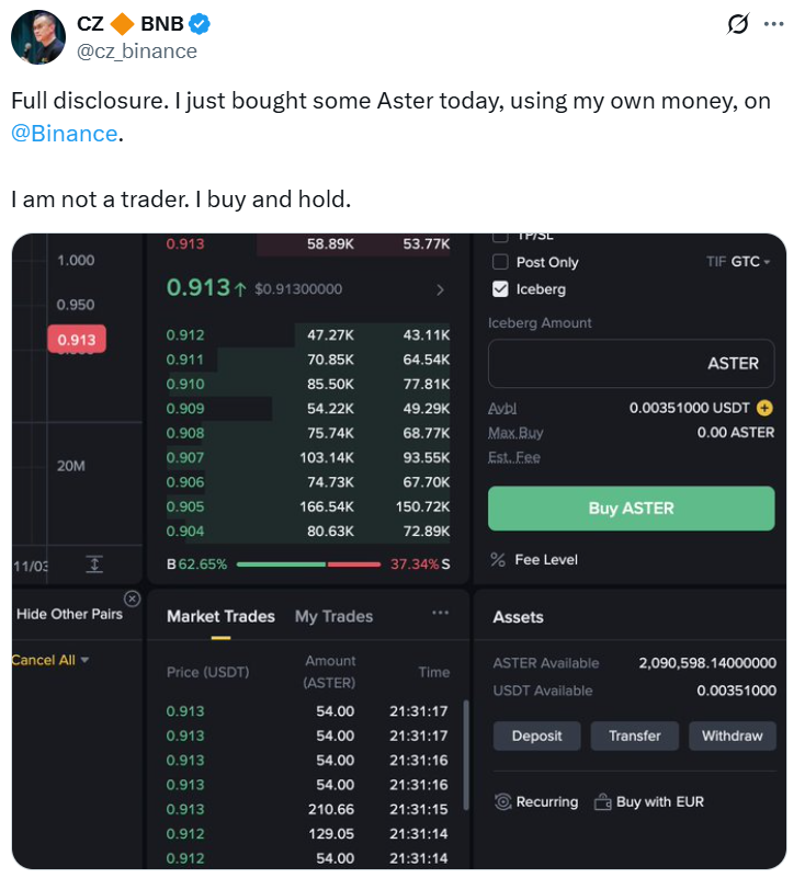 Nguồn: Changpeng Zhao